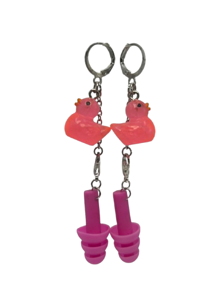 UV Glow in the Dark Duck Hearing Protection Earrings