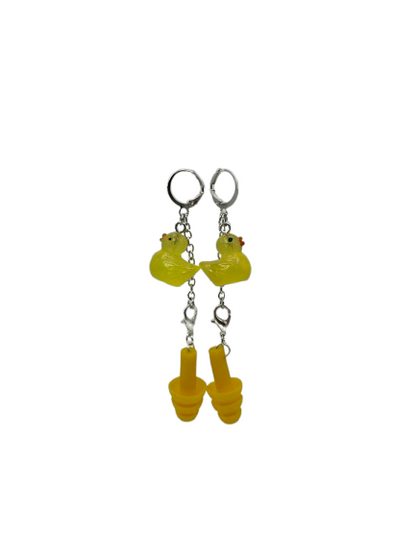 UV Glow in the Dark Duck Hearing Protection Earrings