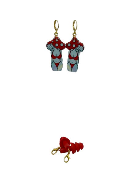 Mushroom Lady Earplug Earrings